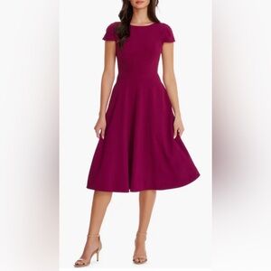NWT Dress the Population Livia Fit & Flare Dress- XS- Dark Magenta